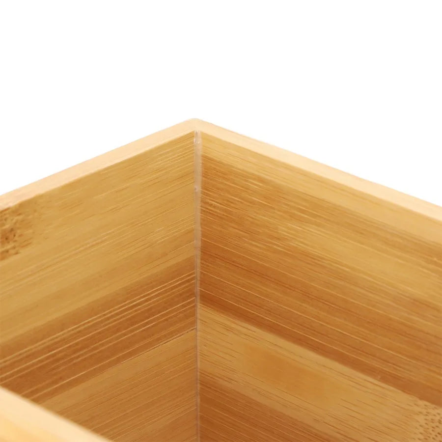 Rectangle Bamboo Waste Basket – Natural Beige Eco‑Friendly Trash Can for Bathroom or Bedroom
