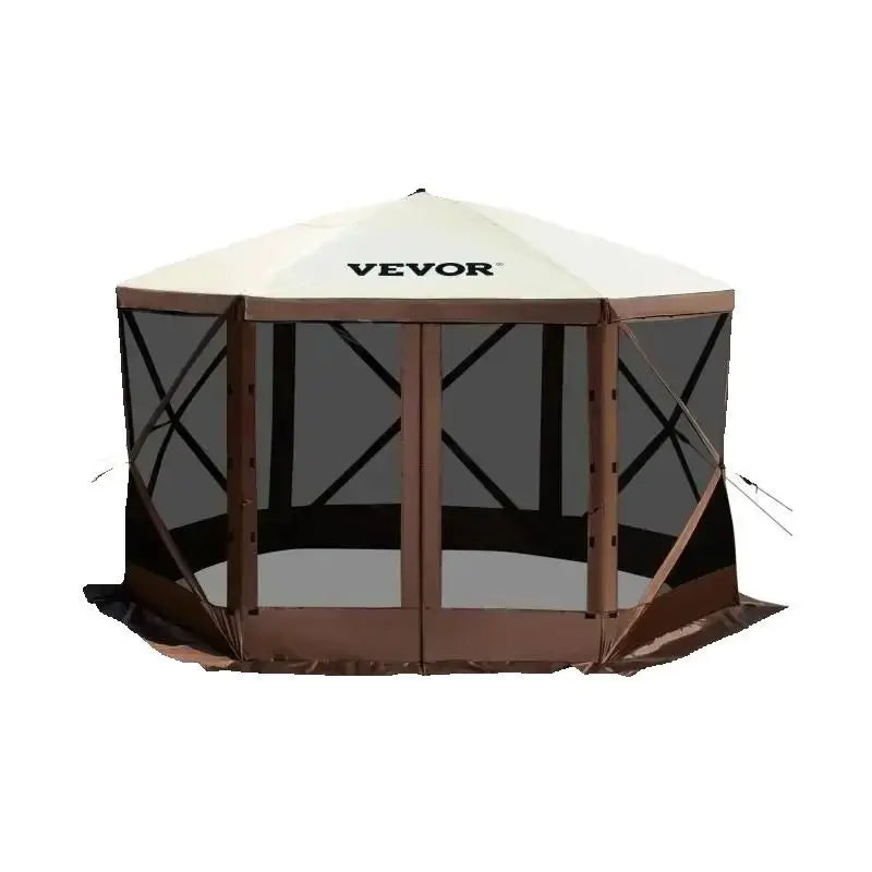 6‑Sided Pop‑Up Camping Gazebo – 12'×12' / 10'×10' Outdoor Canopy Shelter for Camping & Hiking