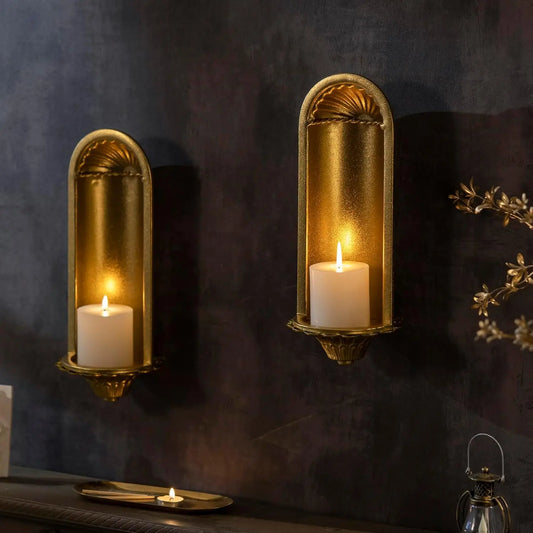 Gold Wall Candle Sconce Set of 2, Home Decor