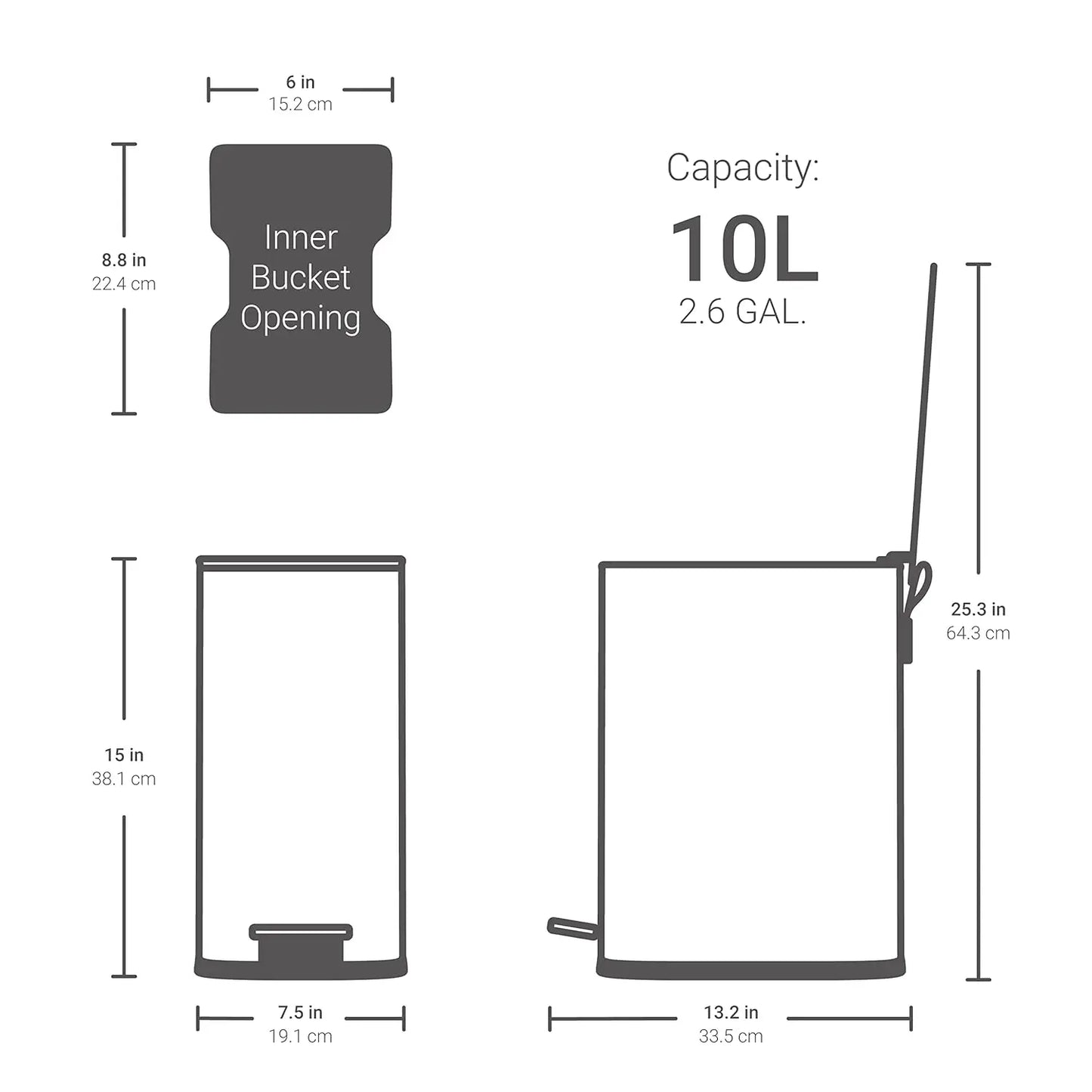 Slim Stainless Steel Step-On Trash Can | Compact, Quiet-Close, Modern Design for Bathroom