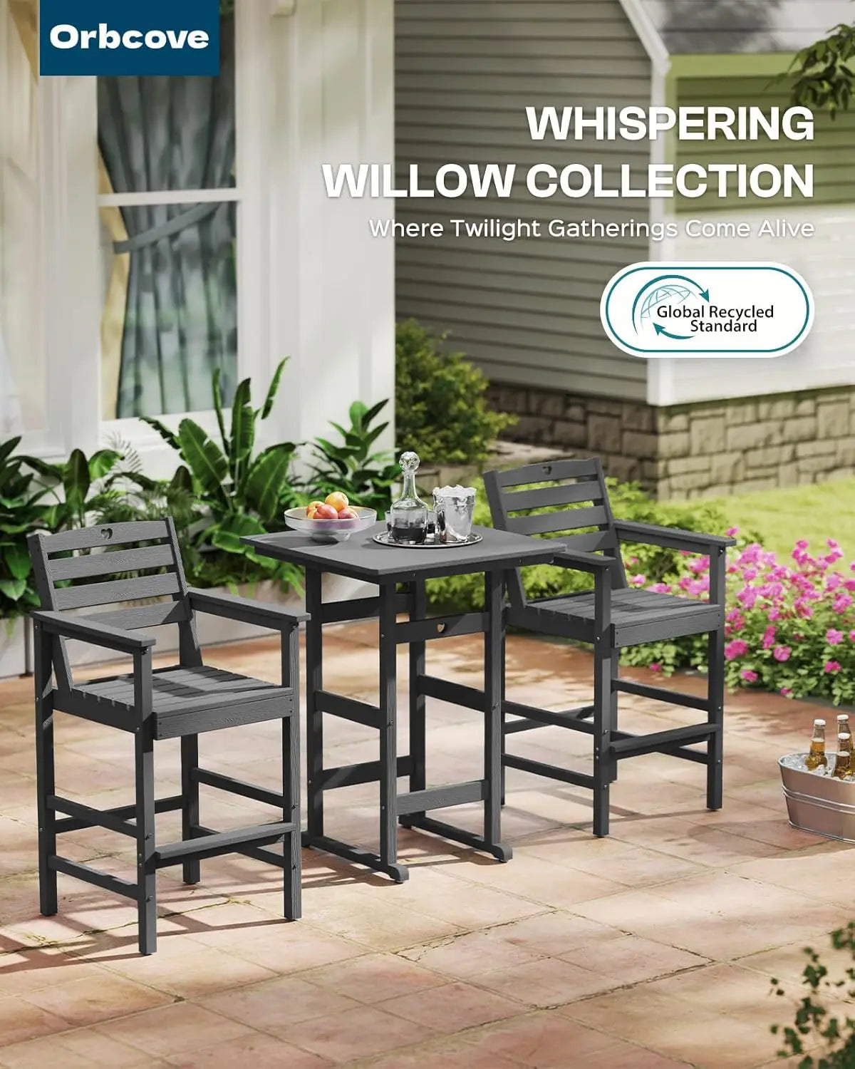 5pc Weather-Resistant Table & Chairs - Bar Height