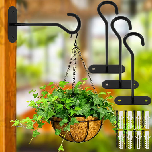 4Pcs Metal Plant Hooks Wall-Mounted  For Hanging Baskets, Bird Feeders and Lanterns