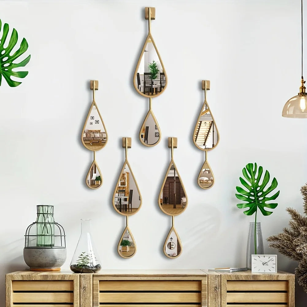 5-Pack Wall Mirror Set -Tear Drop Shape