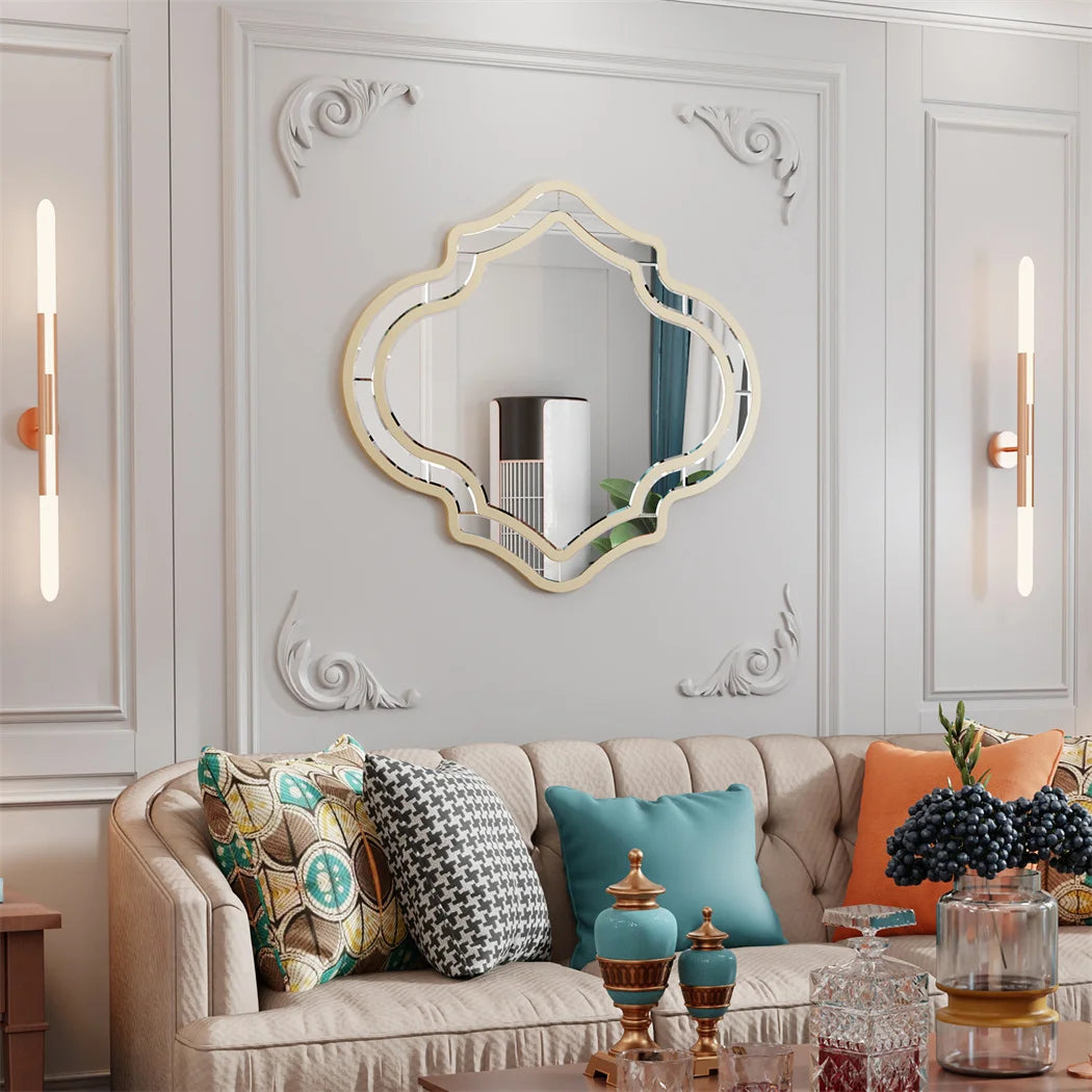 Seraphina Irregular Wall Mirror – Golden Rim Accent