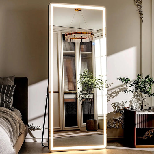 26×71" LED Full‑Length Mirror – Dimmable with 3‑Color Lighting Modes