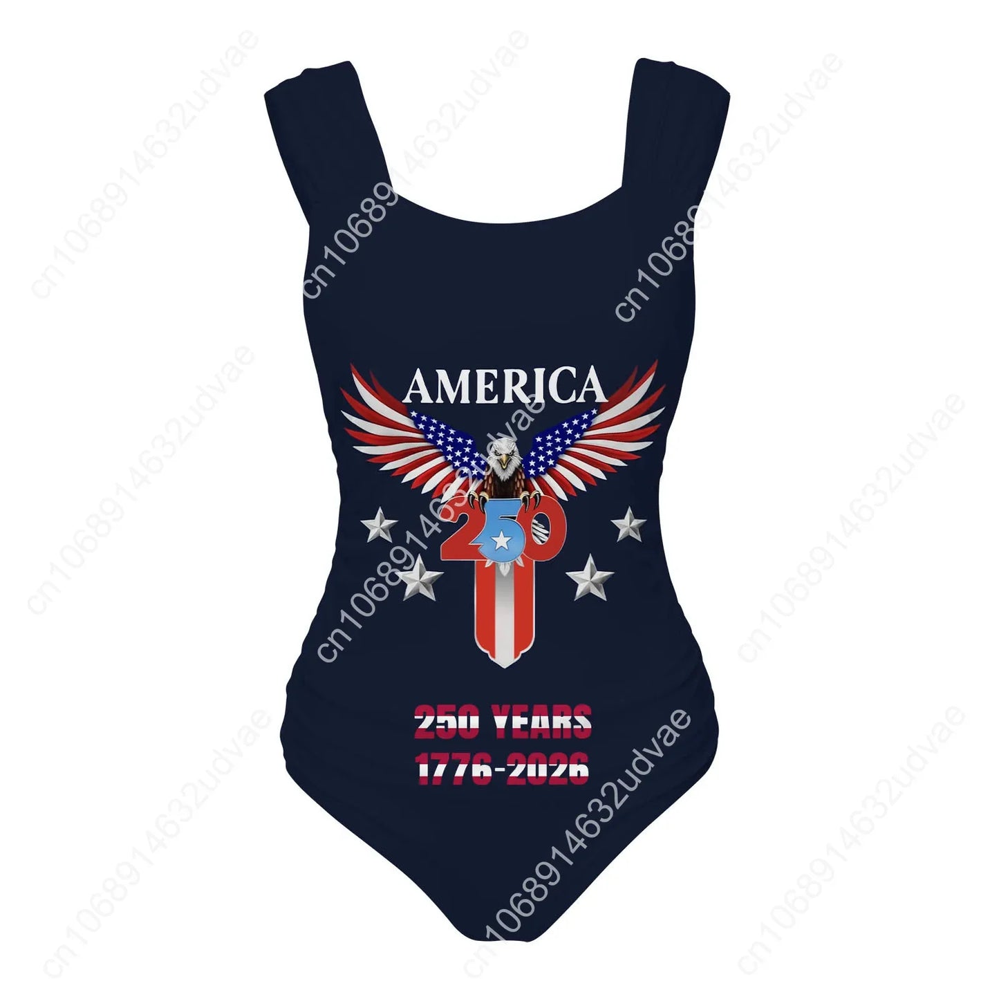 America 250th Anniversary 1776-2026 Swimsuit Wide Strap Women Bathing Suit Tailored Swimwear Summer Sexy Bikini Custom Beachwear