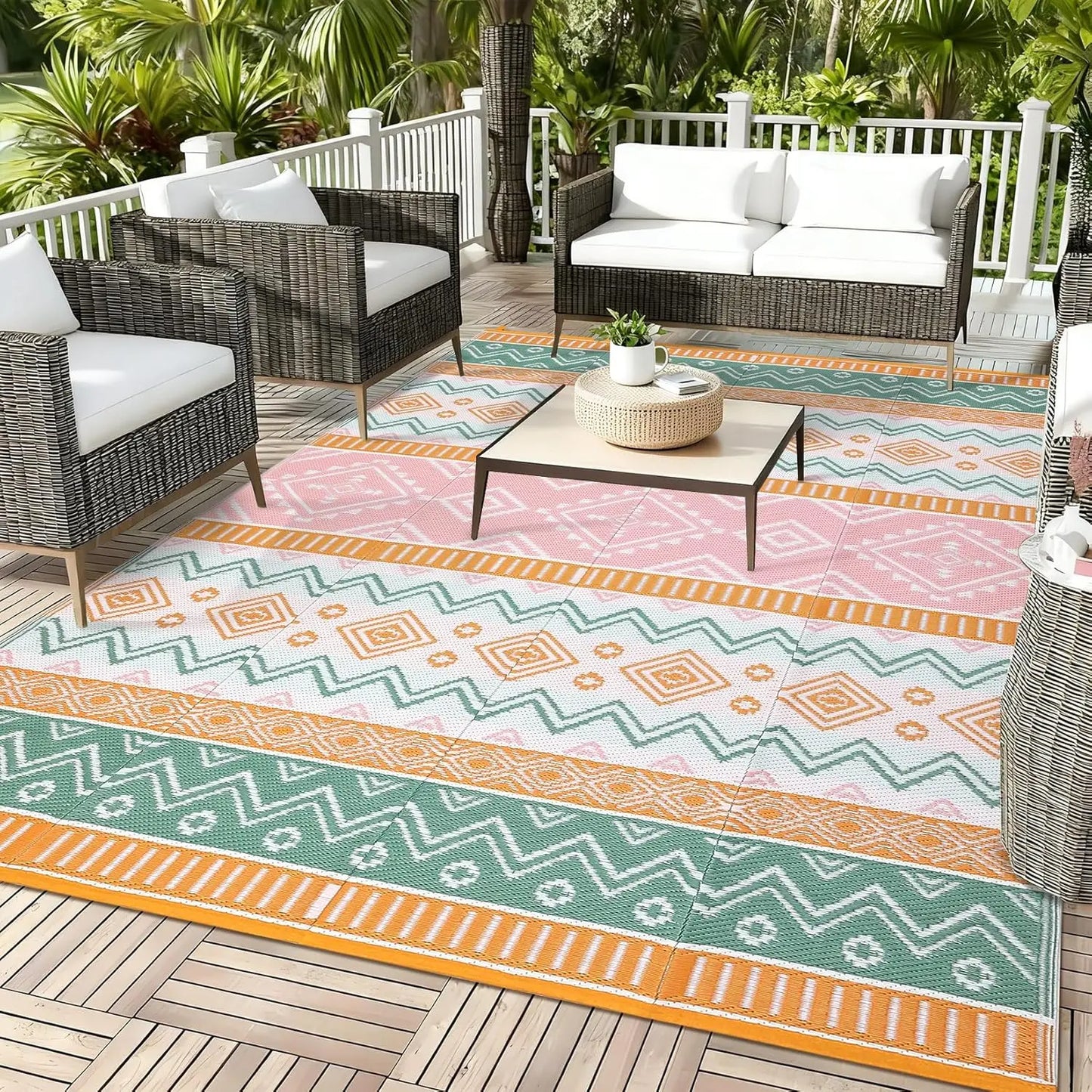 Waterproof Outdoor Rug Reversible, Foldable, UV Resistant