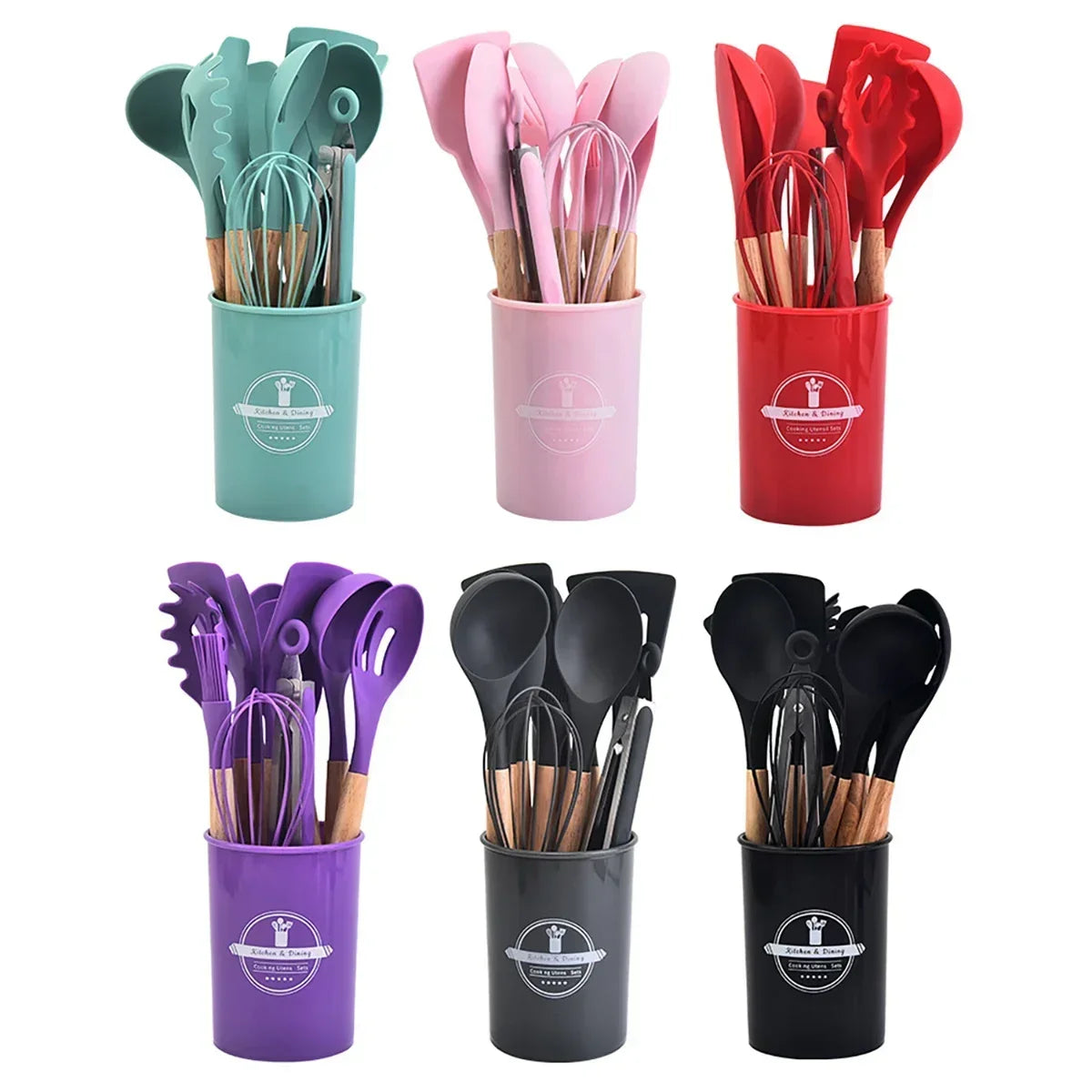 Silicone Kitchenware Set (12 PCS) – Heat‑Resistant, Non‑Stick Cooking Utensils for Home Kitchens