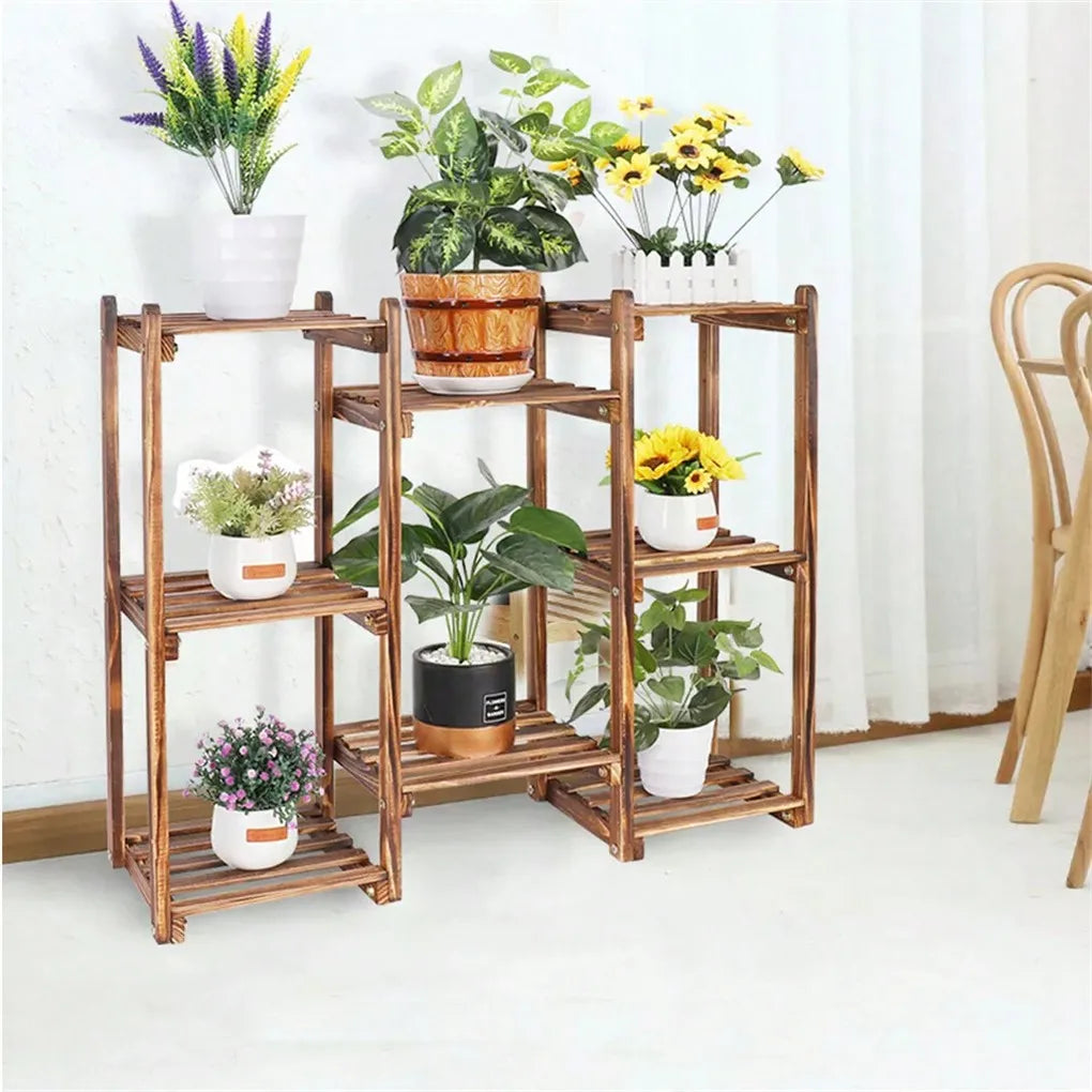 Multi-Tier Stylish Bamboo Plant Stand Indoor&Outdoor