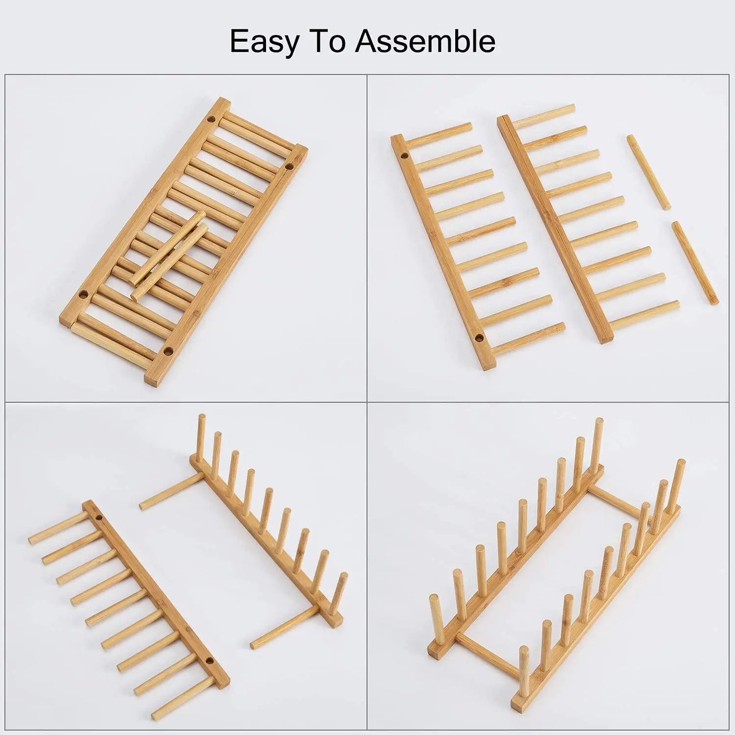 Bamboo Multi-Purpose Storage Rack | Dish, Pot Lid & Cutting Board Organizer