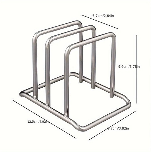 Stainless Steel Pot Lid & Cutting Board Organizer – Heavy‑Duty Countertop Rack, Space‑Saving Kitchen Storage