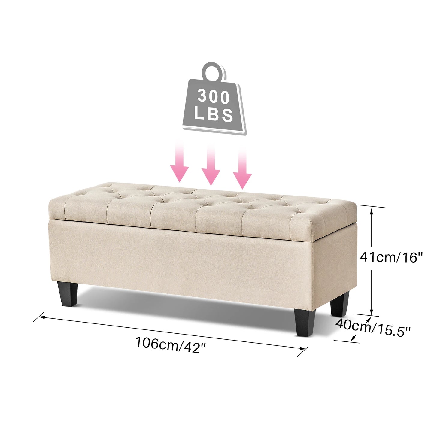42'' Storage Ottoman/Bench with attached  Safety Lid Hinge