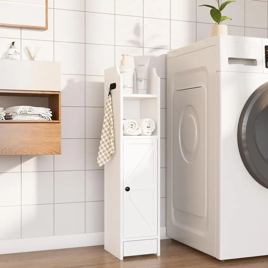 Bathroom Storage Cabinet, Toilet Paper Storage with Doors and Adjustable Shelf