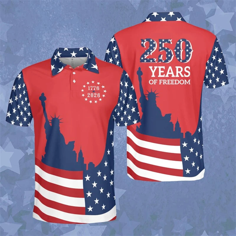 America Polo Shirt for Men New Summer New 1776-2026 Polo for Men Women 250th Anniversary Polo Shirts 4th Of July