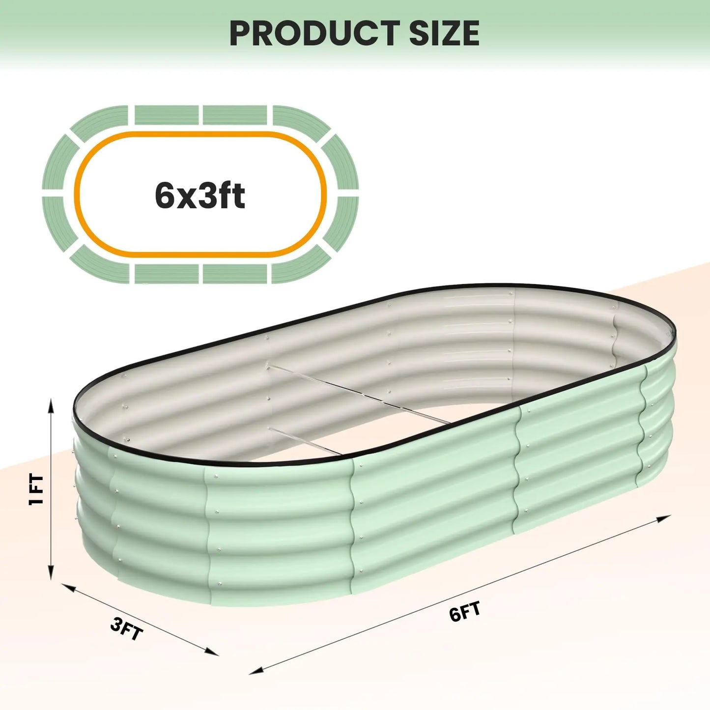 Oval Galvanized Raised Garden Beds (2‑Pack) – Heavy‑Duty Metal Planter Boxes with Open Bottom & Safe Rubber Edging