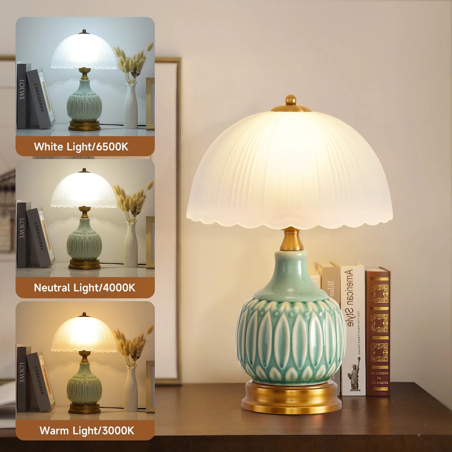 Vintage Lamp, 16" Modern Ceramic Table Lamps