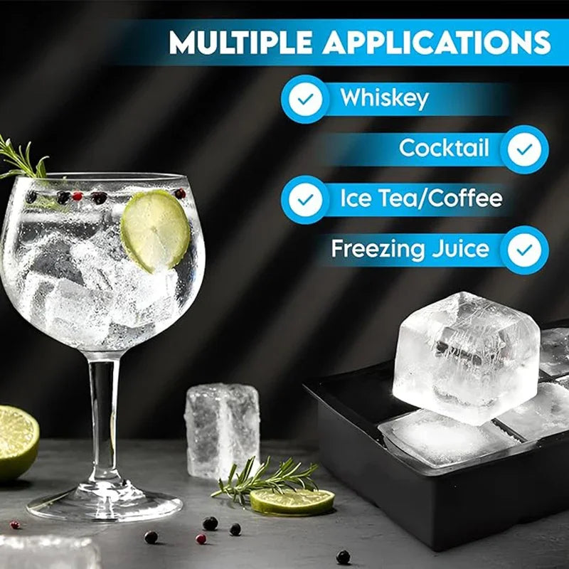 Premium Silicone Ice Cube Tray – Food‑Grade Square Mold Available in 4/6/8/15/160 Cubes