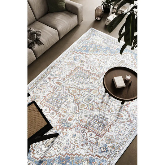 Blue, Ivory and Beige Area Rug