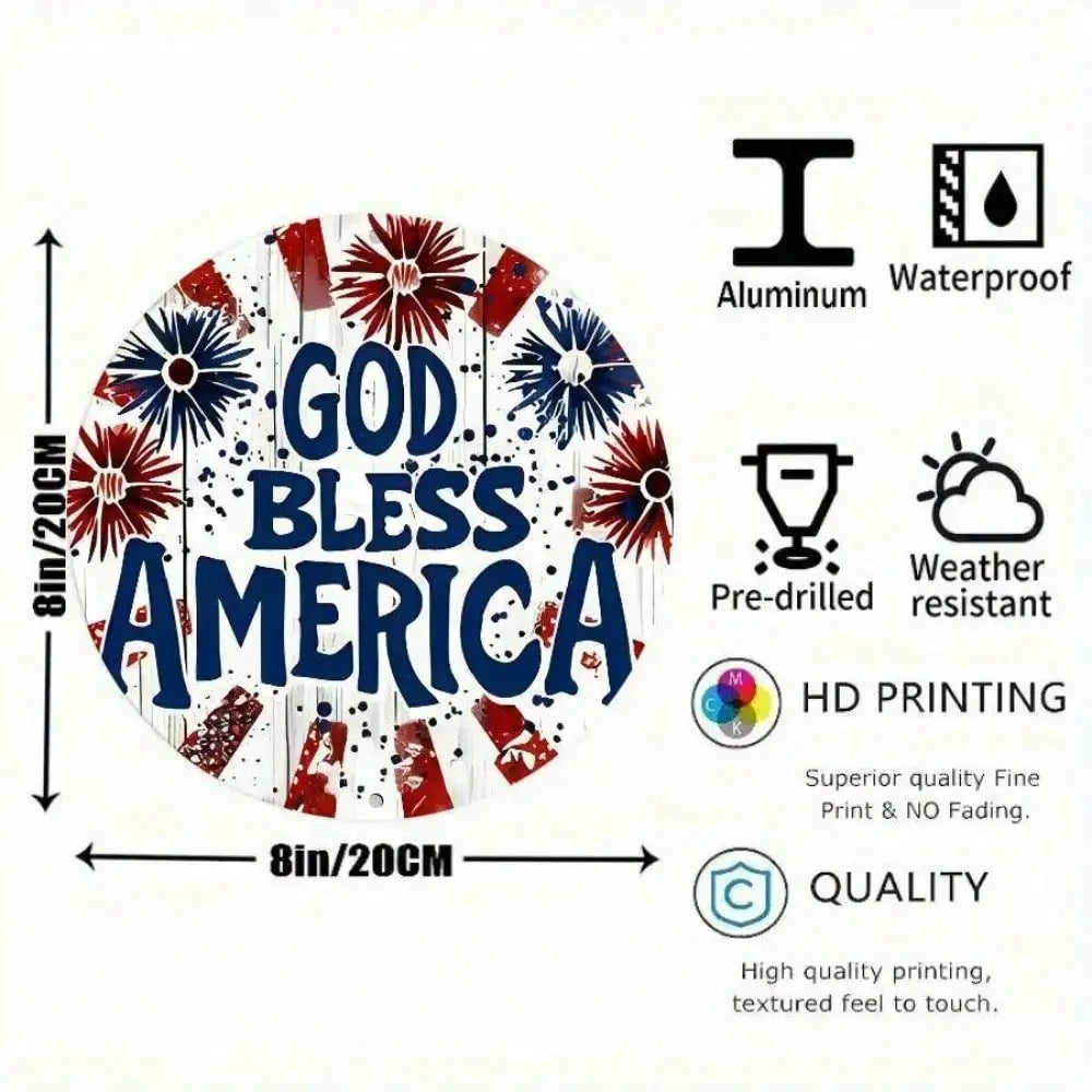 God Bless America Patriotic Metal Tin Sign - Weatherproof