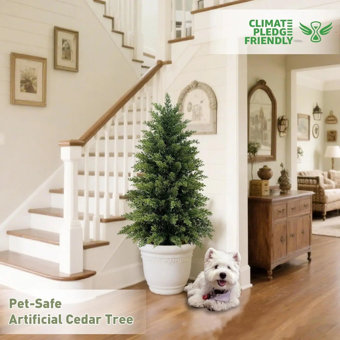2‑Pack Artificial Cedar Trees – 3ft UV‑Resistant Outdoor Faux Evergreens