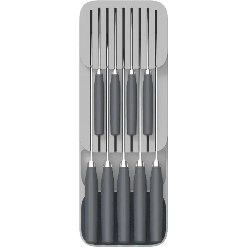 Kitchen knife sorting rack, drawer/countertop dual-purpose, with drain