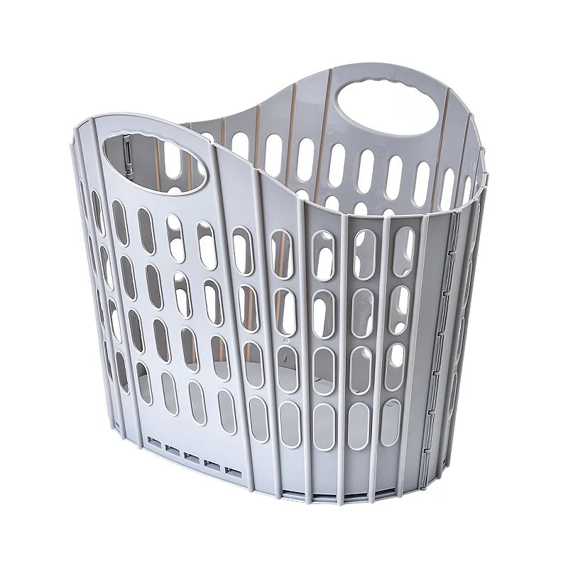 Foldable laundry basket with handle - durable plastic rectangular design, breathable and lightweight