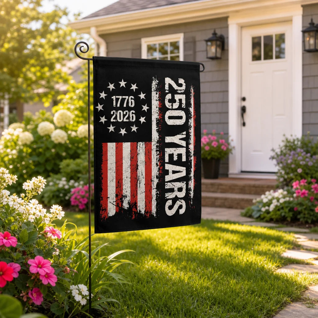 250 Years America Garden Flag Decoration 250th Anniversary USA Patriotic Banner 12x18in Double Sided Stars Stripes 1776 - 2026