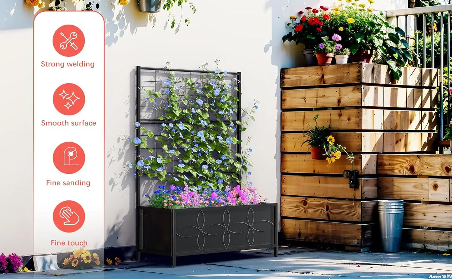 Raised Garden Bed with Trellis (15.75x35.43x48.8 in)