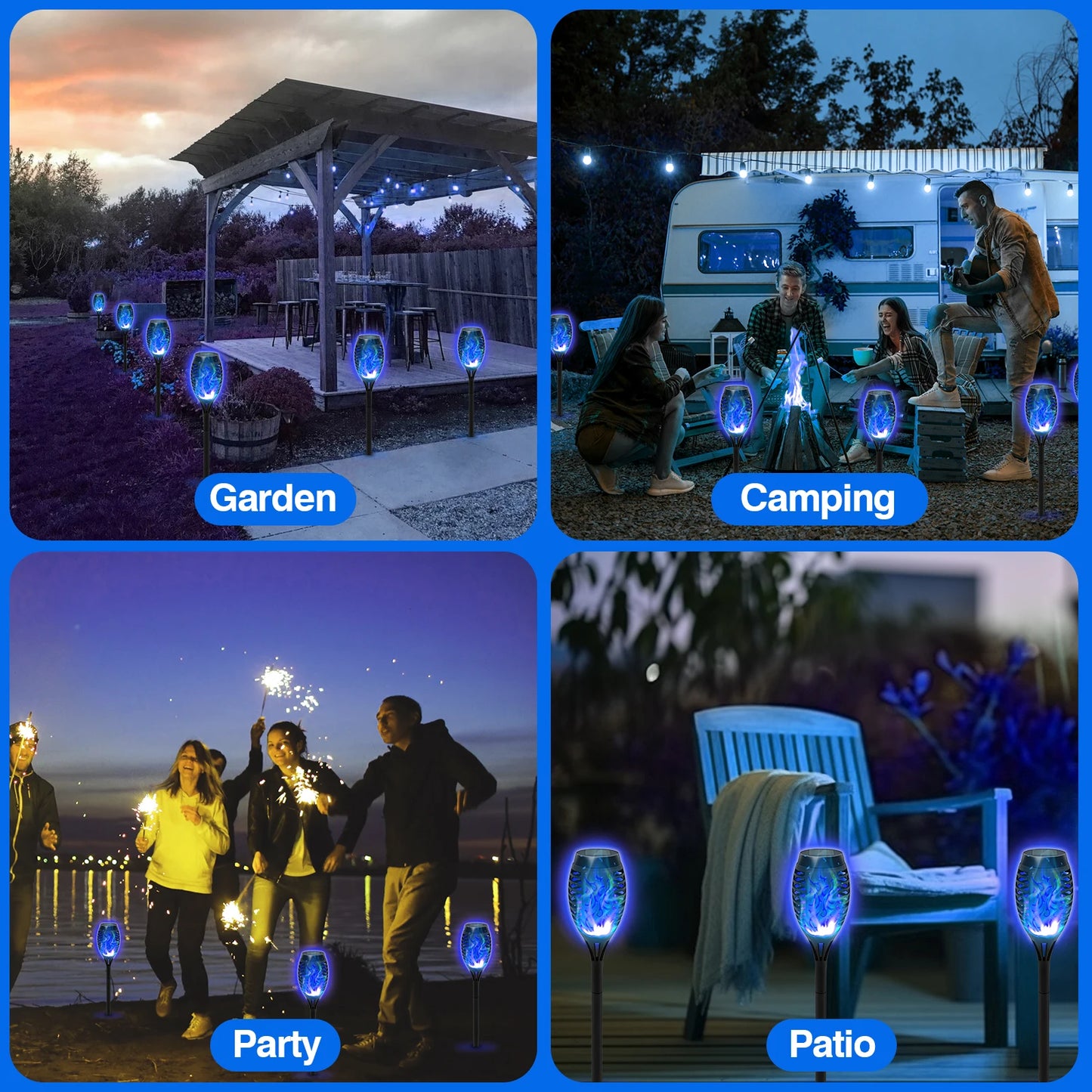 Solar Flame Torch Lights – LED Flickering Outdoor Pathway Lamps (4/6/8/12 Pack)