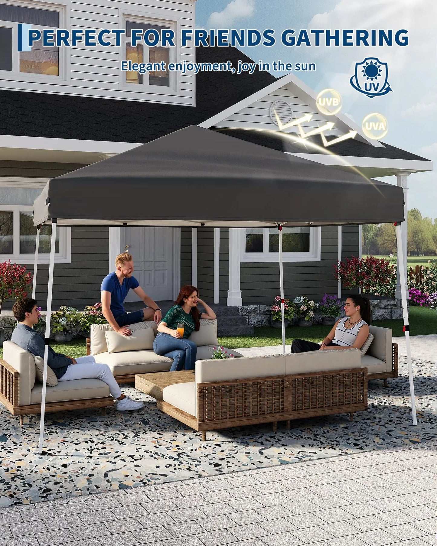Folding Slanted Canopy Tent - Portable Patio Umbrella for Trade Shows Event Outdoor Beach