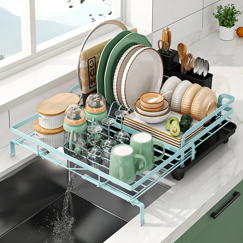Adjustable Countertop Drying Dish Rack - Multiple Colors
