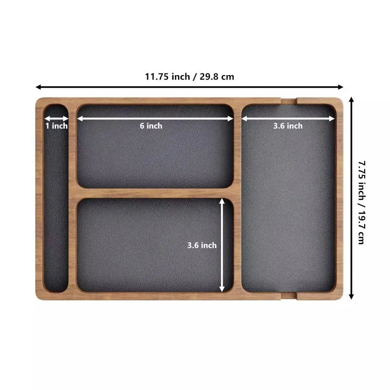 Wooden Desktop Organizer Box – Multi‑Slot Storage Tray for Phone, Headphones & Small Accessories