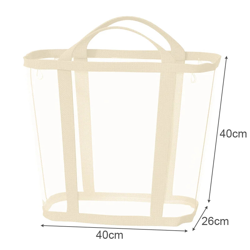 Nylon Mesh Laundry Basket with Handle Breathable Folding Portable Dirty Clothes Organizer Bags Large Capacity Toys Storage Bag