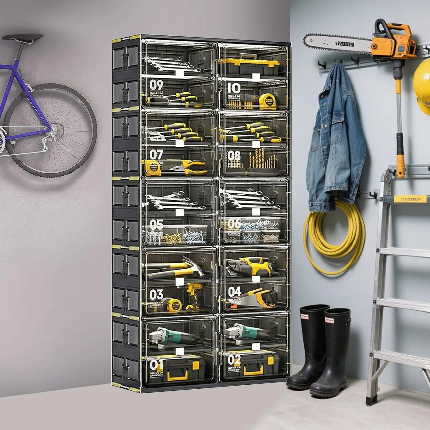 Portable Storage Cabinet with Magnetic Clear Door, holds 40 Pairs of shoes, Clothes, blankets