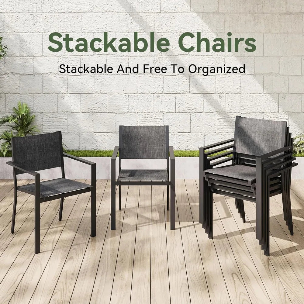 7‑Piece Patio Dining Set for 6 – All‑Weather Rectangular Metal Table with 6 Chairs