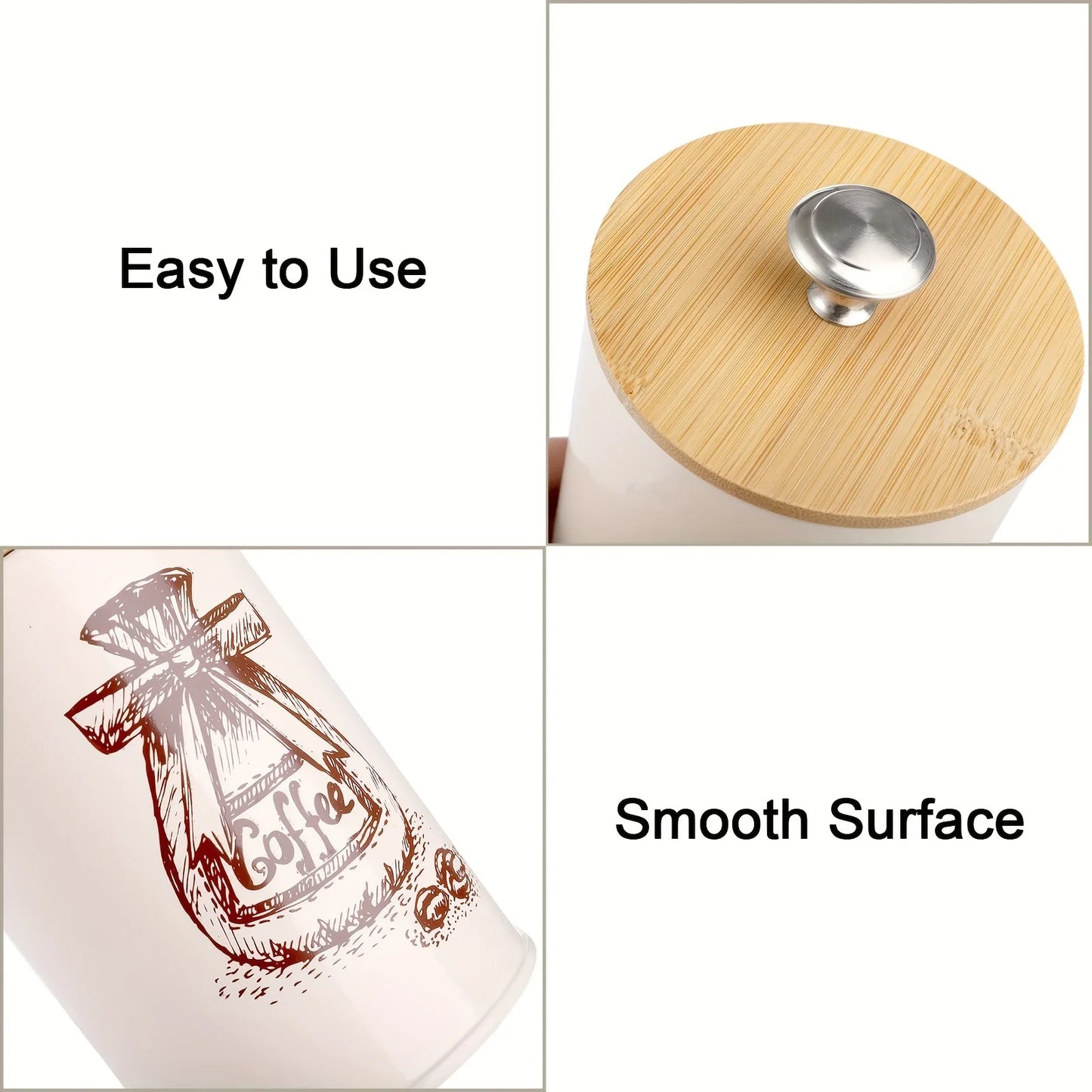 3Pcs Canister Set for Kitchen Counter, Coffee Sugar Tea Canister, Metal Vintage Kitchen Containers
