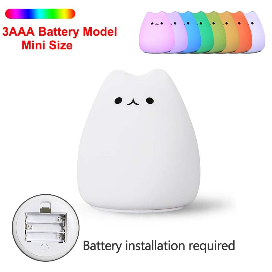 LED Night Light, Silicone, Touch Sensor 7 Colors