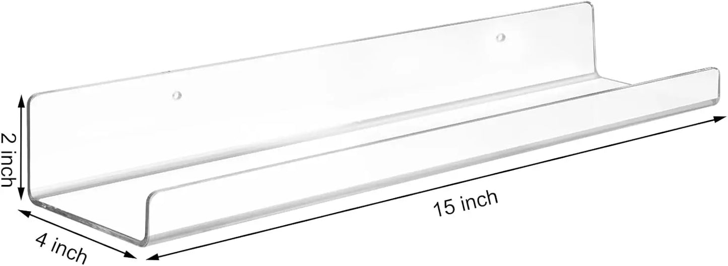 15" Clear Acrylic Floating Shelves - Set of 4