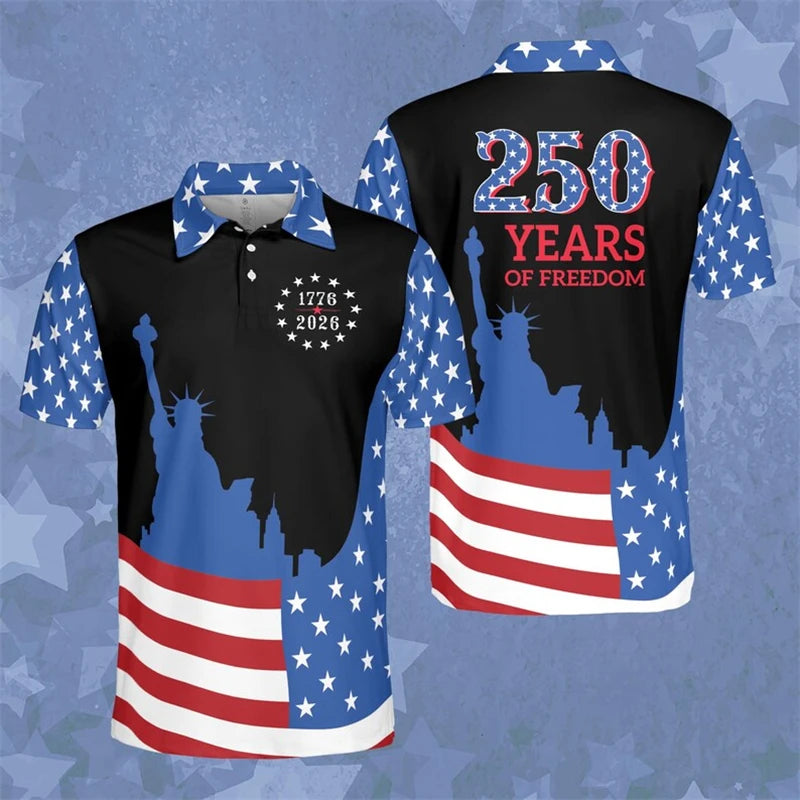 America Polo Shirt for Men New Summer New 1776-2026 Polo for Men Women 250th Anniversary Polo Shirts 4th Of July