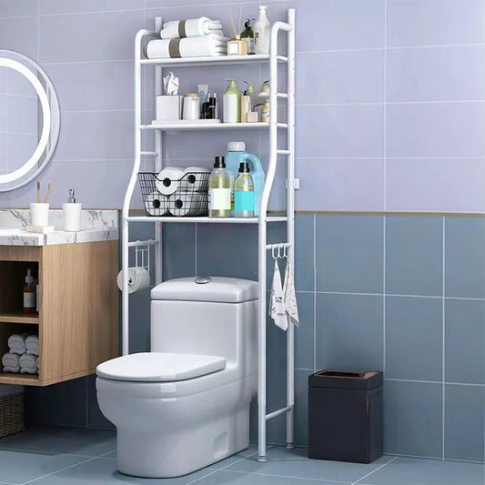 Over The Toilet Storage Rack, Metal, With Removable Towel Hooks, Paper Holder