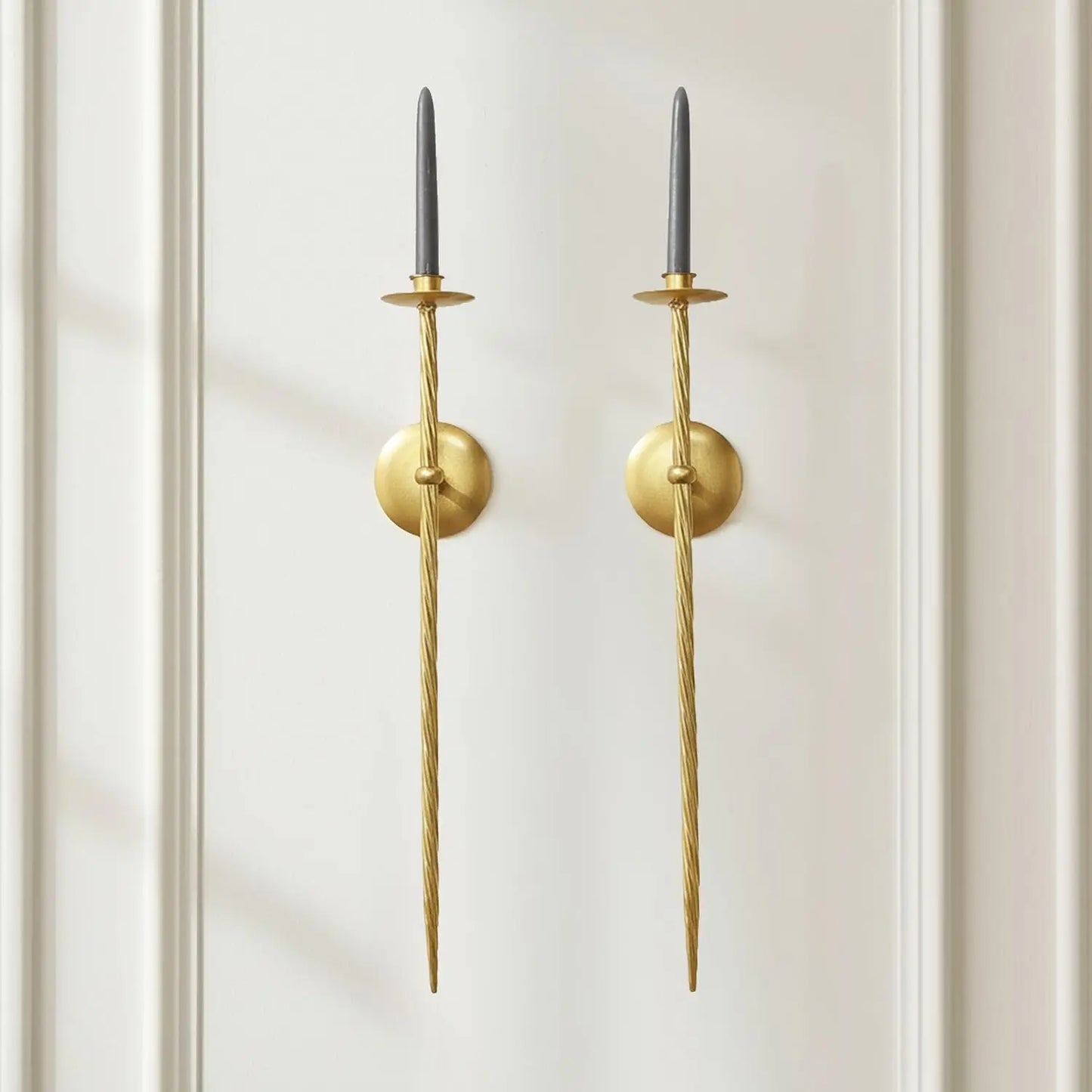 Set of 2  Candle Sconces, Wall Mount Metal Candle Holders
