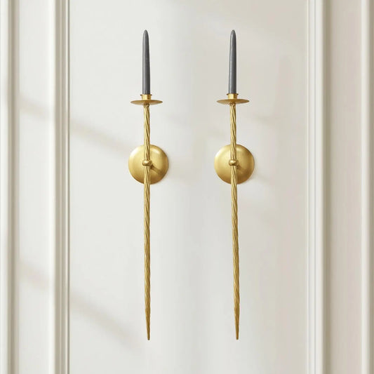 Set of 2  Candle Sconces, Wall Mount Metal Candle Holders
