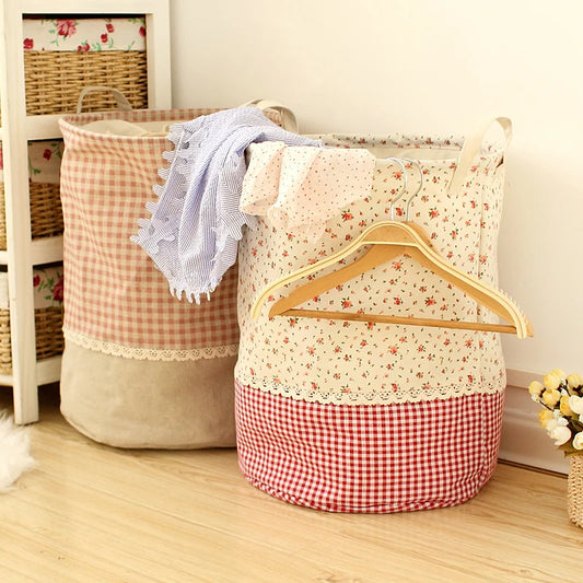 The beam port Linen Multi-function Handle Stackable storage barrel Laundry basket Toy Storage box