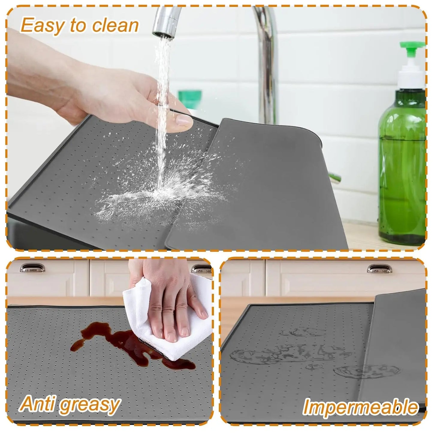 Silicone Ice Maker with Mat, Raised Edge to Prevent Spills, Non-Slip, Portable