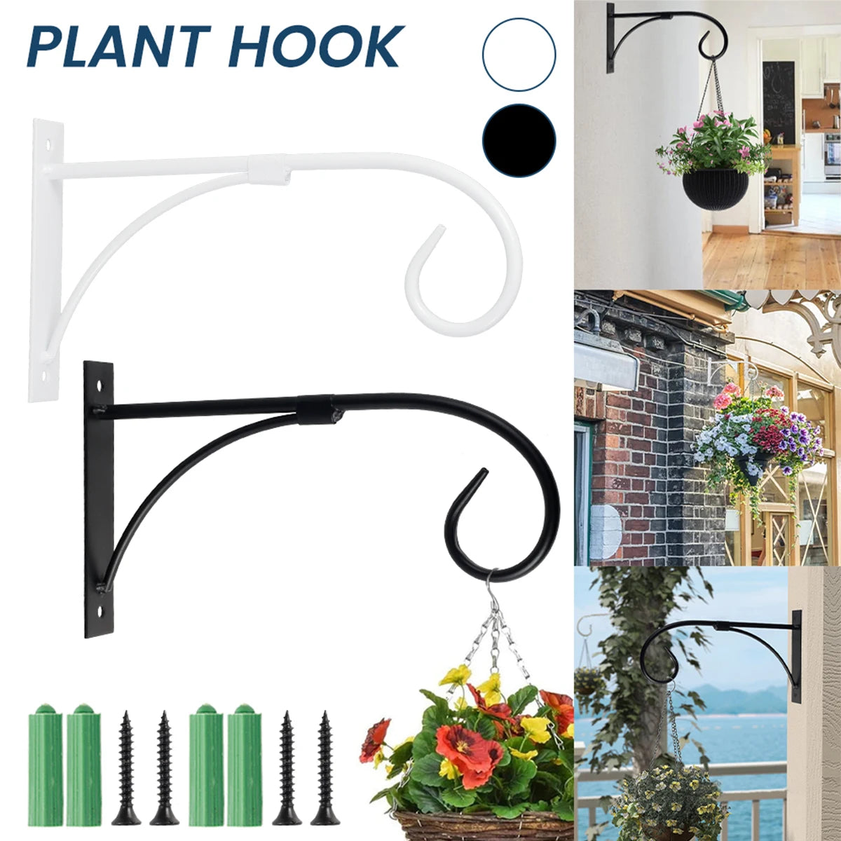 Flower Hanging Metal Hook with Bracket