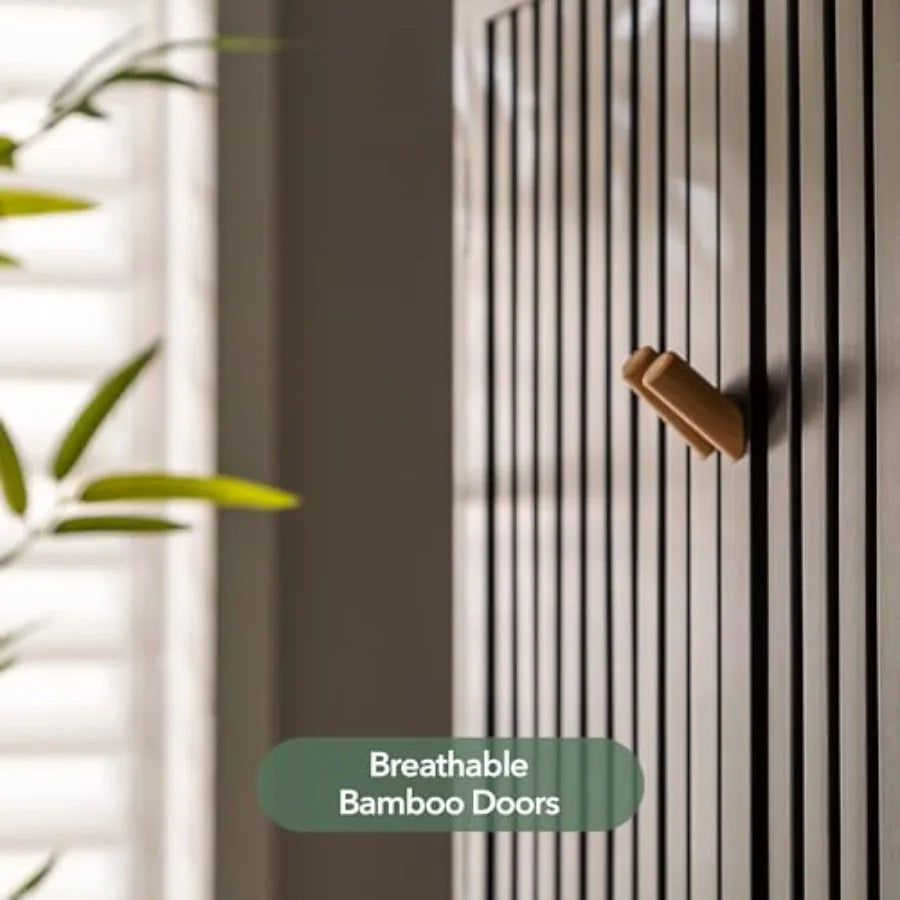 Over The Toilet Storage Cabinet with Breathable Bamboo Doors, 3-Tier