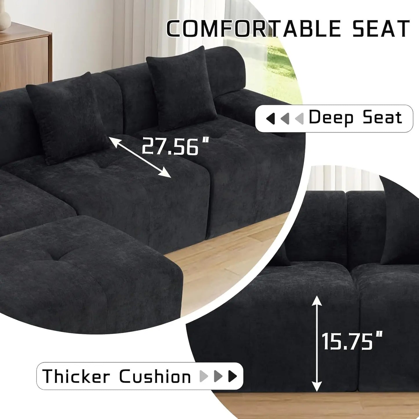 Comfy Modular Sectional Sofa, No Assembly Required
