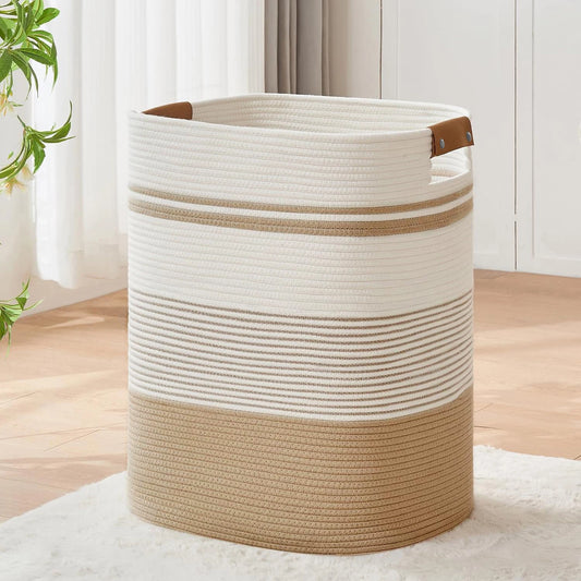 Laundry Basket, Blanket Basket for Bedroom or Living Room - Laundry Hamper or Blanket Storage
