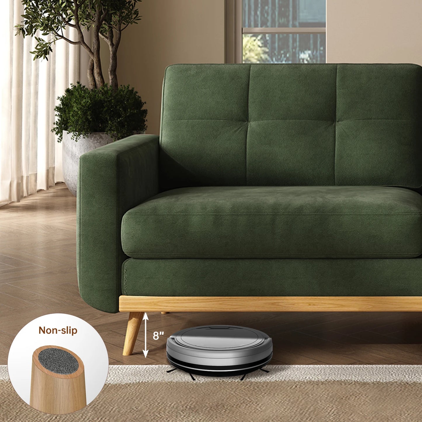 67-inch Retro Sofa with Wooden Legs