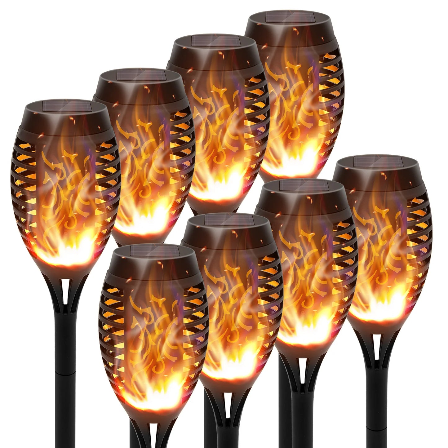 Solar Flame Torch Lights – LED Flickering Outdoor Pathway Lamps (4/6/8/12 Pack)